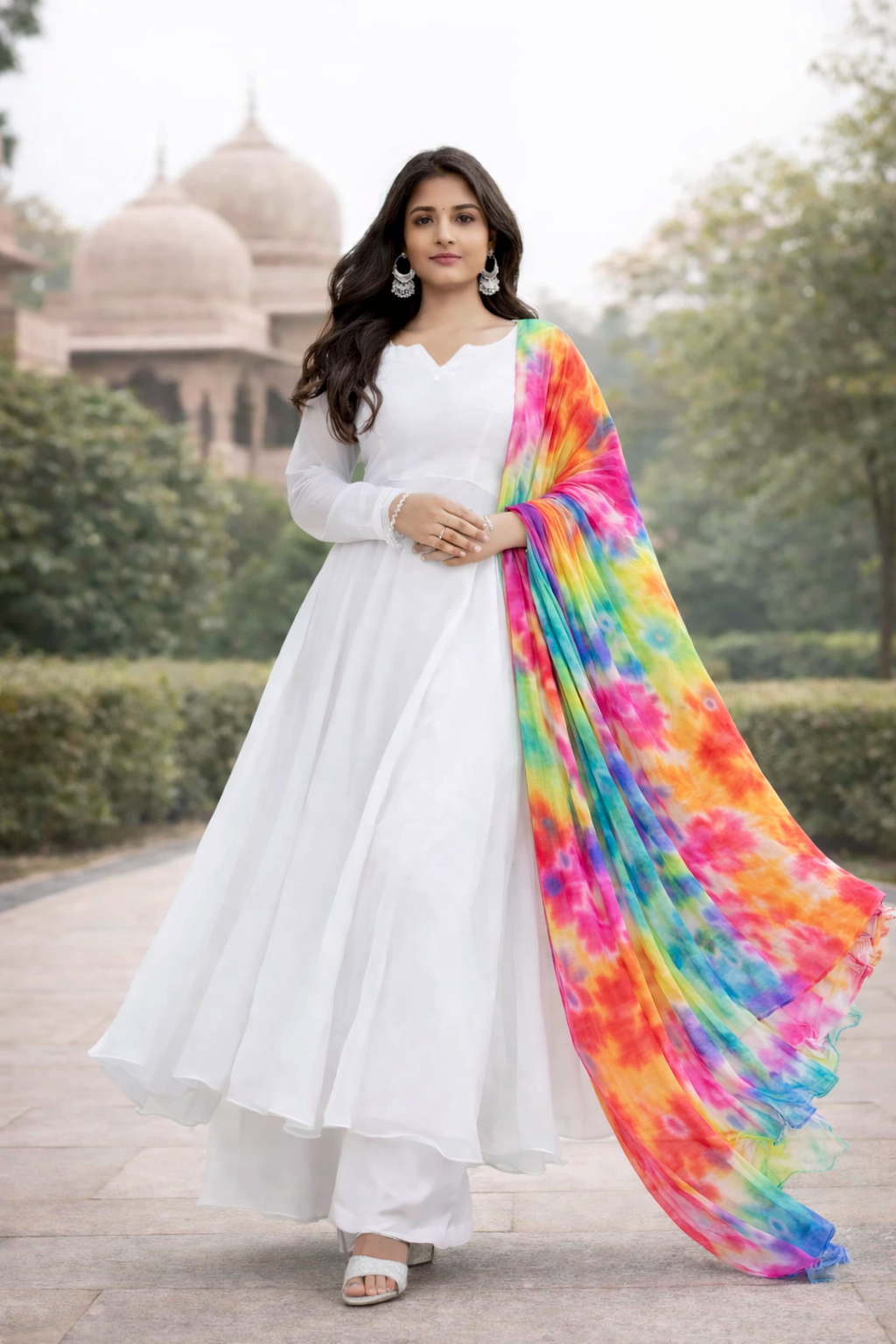 Roohani Adaa White Anarkali Set