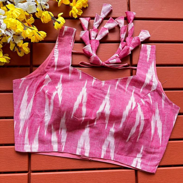 Eshani Pink Ikat Cotton Blouse