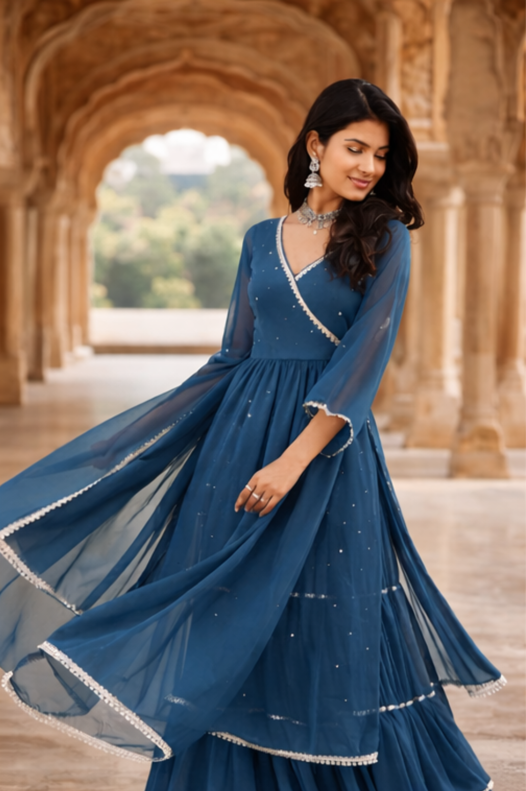 Neelanjali Graceful Blue Sharara Set