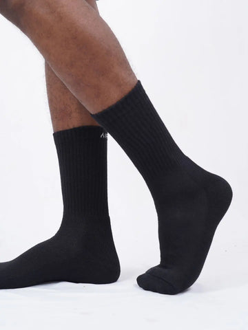 Three pairs of crew length cotton socks with cushioning for men and women by Air Garb, ideal for comfort and style.