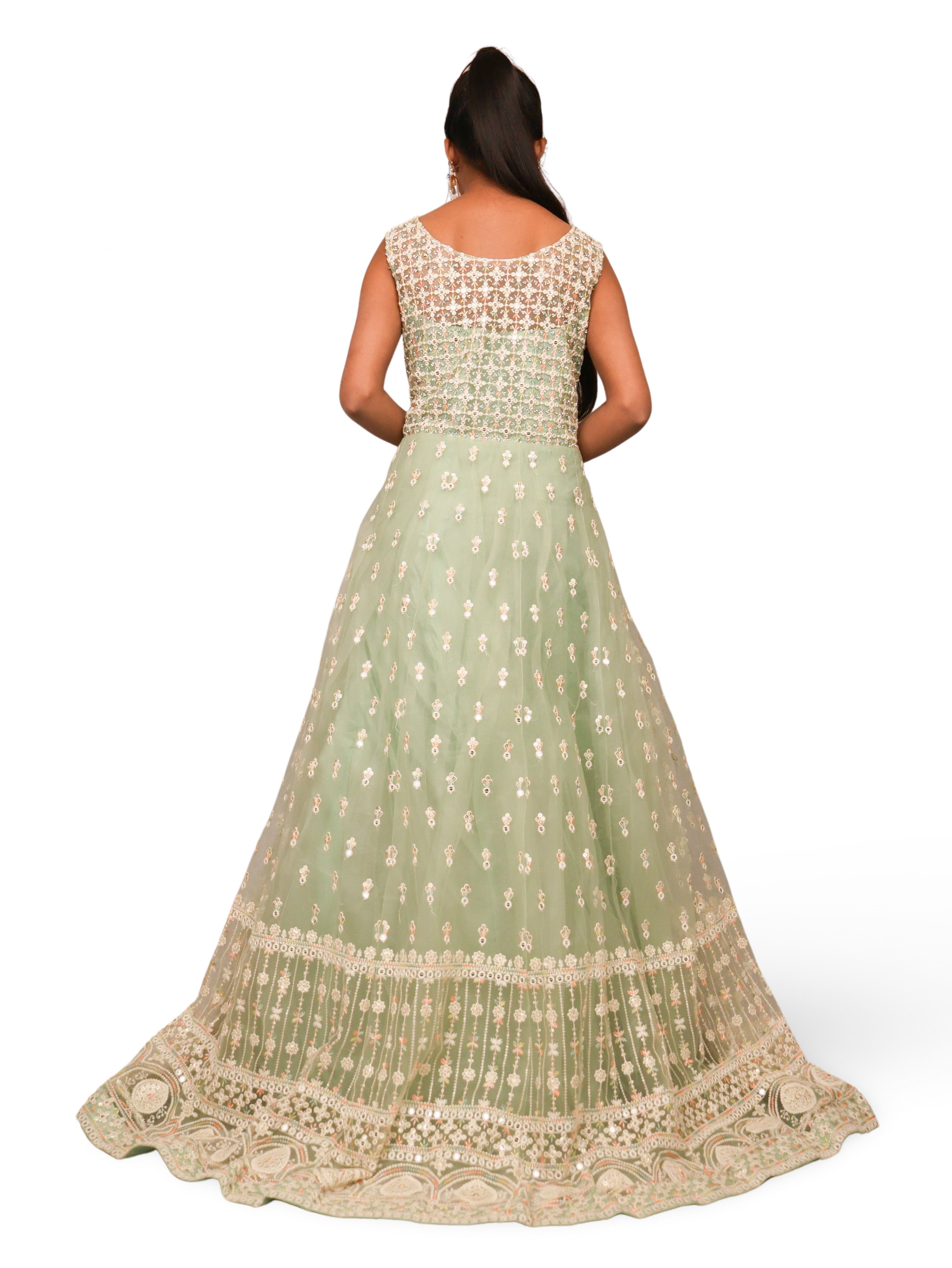 Net Fabric Gown with Sequin & Embroidery Work by Shreekama