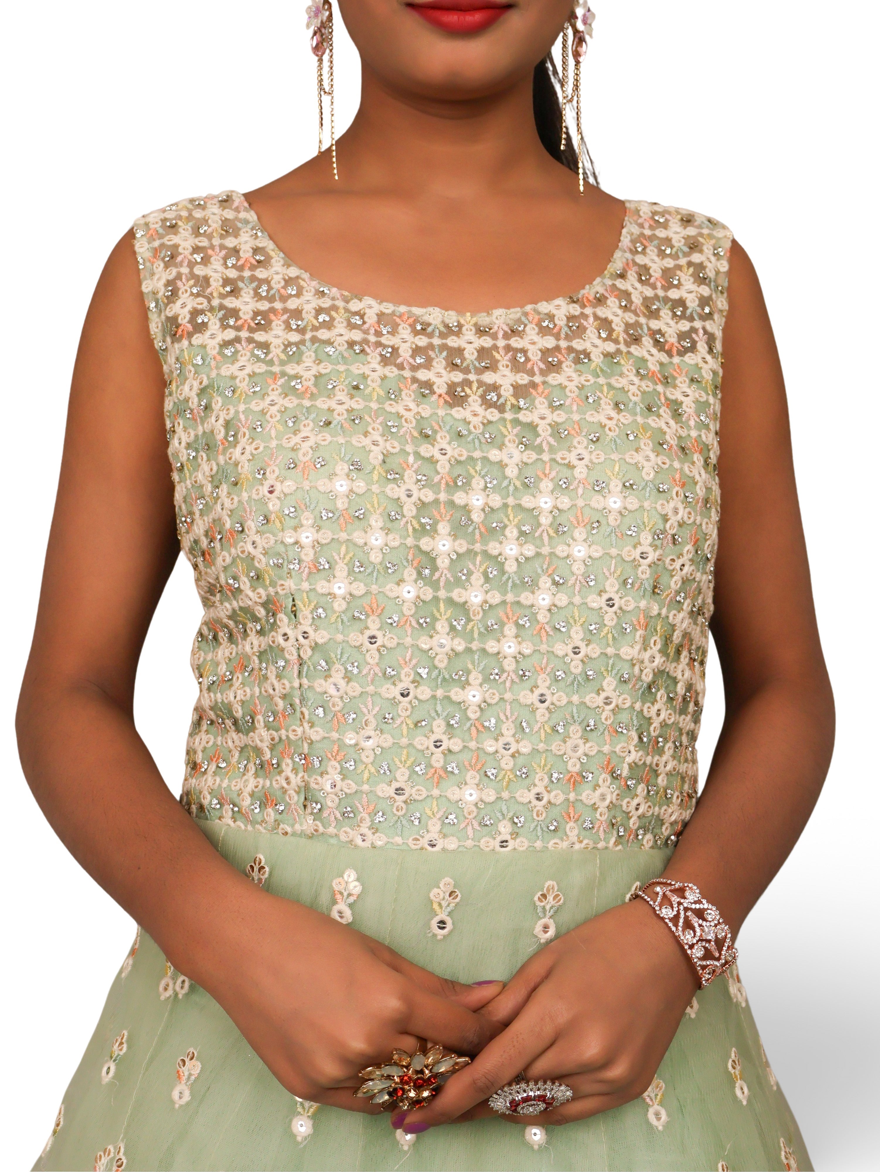 Net Fabric Gown with Sequin & Embroidery Work by Shreekama