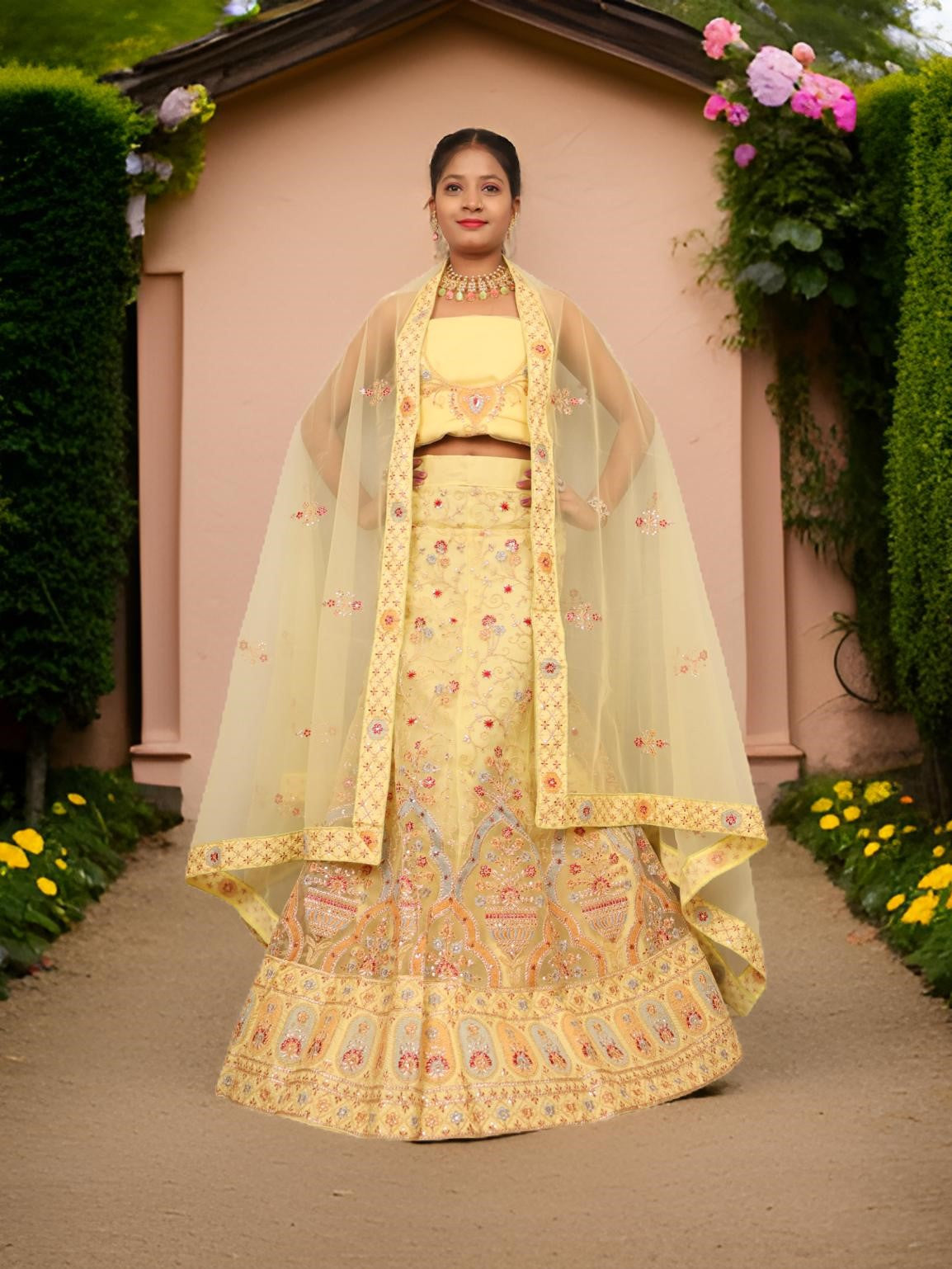 Semi-Stitched Lehenga Embroidery & Zari Thread Work by Shreekama