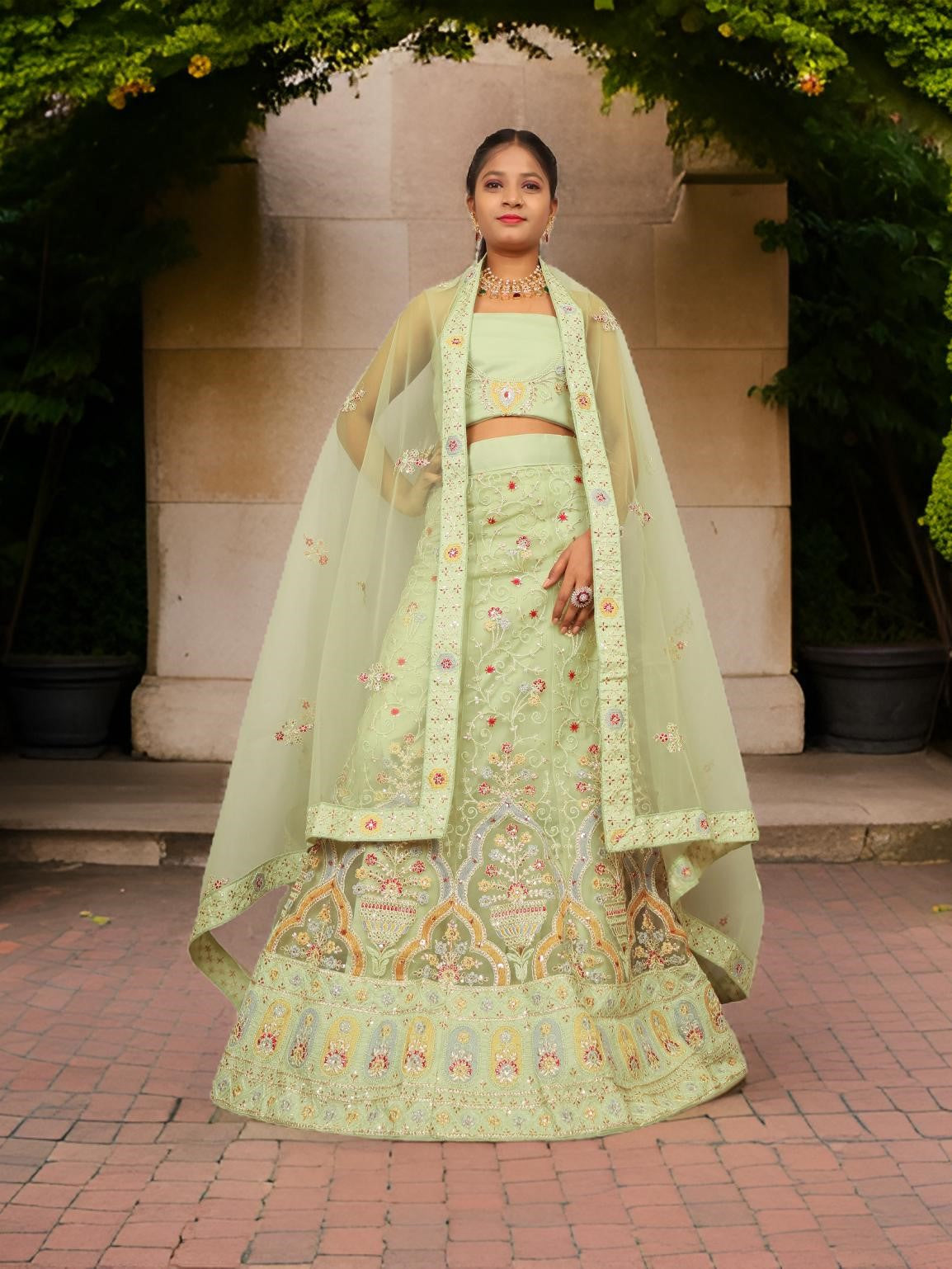 Semi-Stitched Lehenga Embroidery & Zari Thread Work by Shreekama