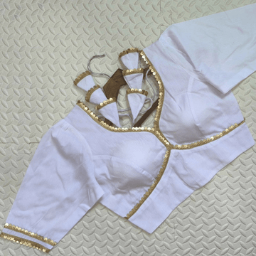 Avira White Sequin Flex Cotton Blouse