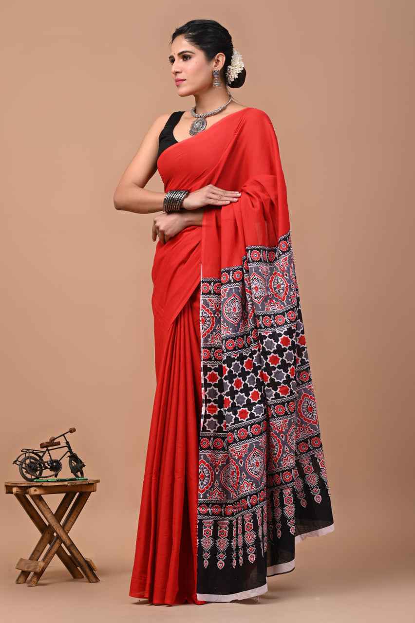 Laal Pari The Scarlet Whisper Mulmul Cotton Saree