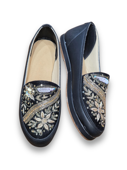 Noorza Black Embroidered Fusion Sneakers