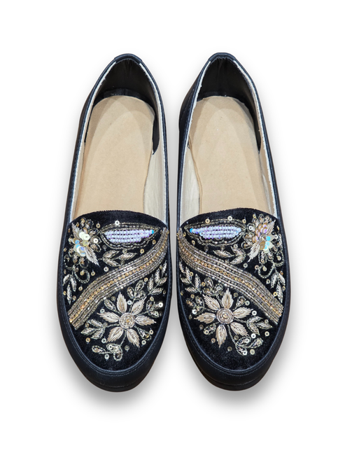 Noorza Black Embroidered Fusion Sneakers