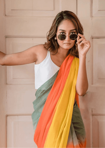 Saanvi Meadow Glow Linen Saree